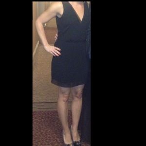 Zara deep v back sexy black dress